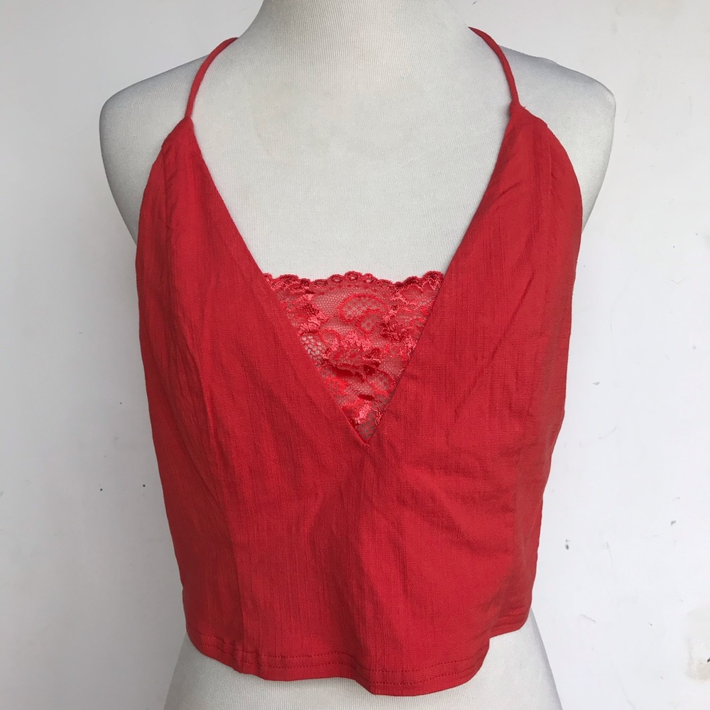 Free People NWOT The Century Coral Red Lace Brami - Picture 5 of 8